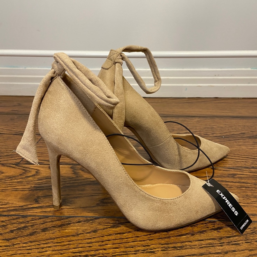 Express Nude Heels W/Lace up back